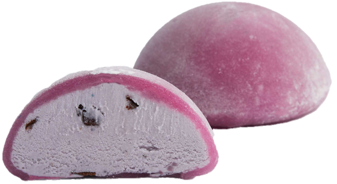 A piece of Moishi Blueberry Chocolate Mochi ice cream of MOISHI vegan mochi ice cream brand in Dubai.