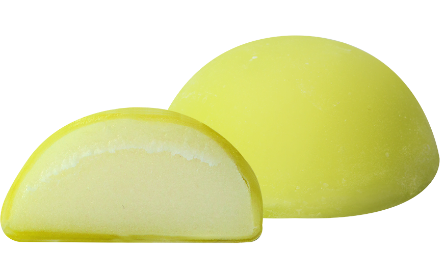 yuzu lemon sorbet mochi ice cream, a tangy and citrusy deligh by Moishi.